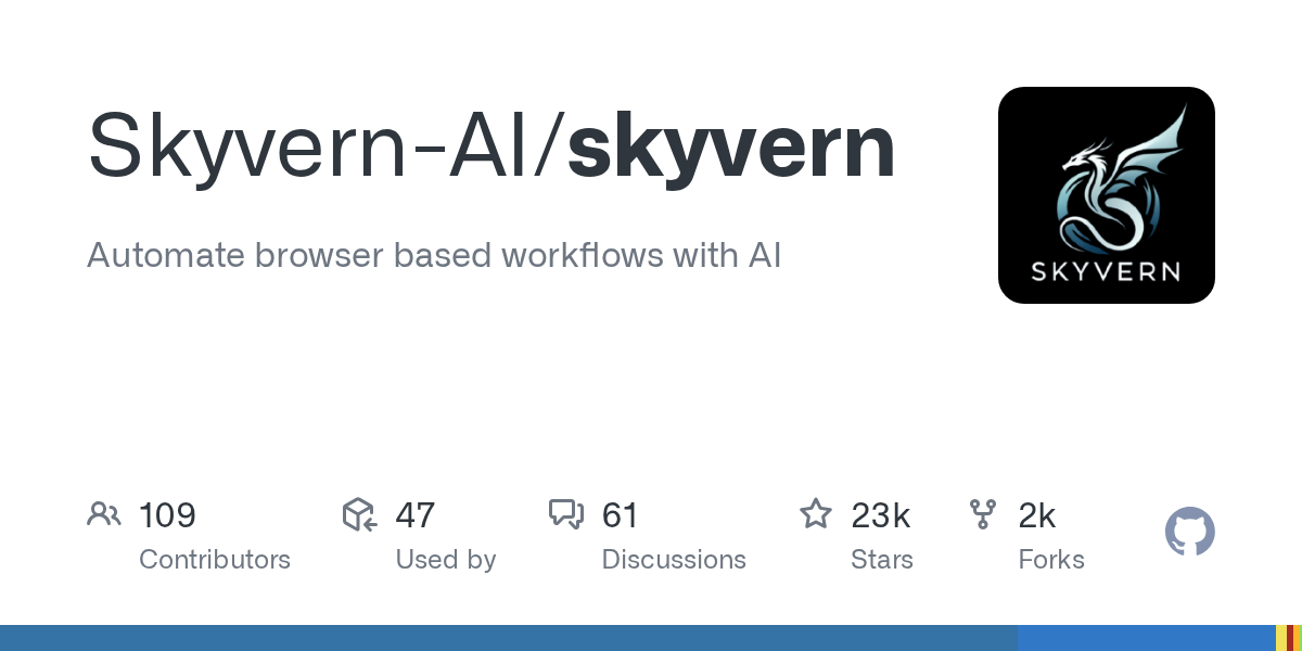 Skyvern 仓库首页展示的浏览器自动化示意图