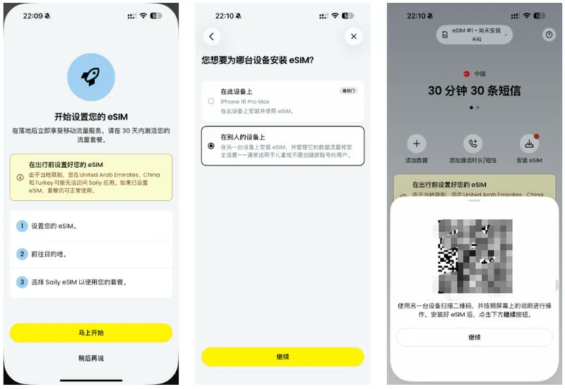 Saily eSIM 安装流程开始页面截图