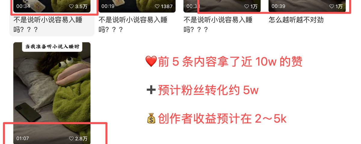 【邪修起号 第02期】30 元玩偶＋听小说音频，5 条视频近 10 万赞的账号拆解