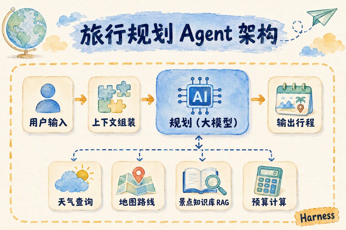 Agent 基础概念章节 Harness 部分结束后的配图