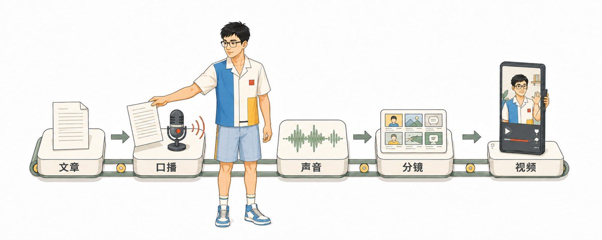 文章或主题到检查成片的视频制作流程图