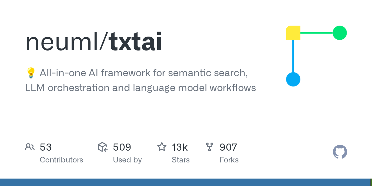 txtai 官方仓库的 logo 与框架定位示意图