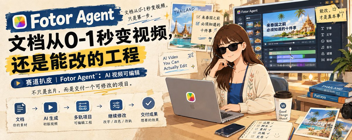 「文档 → 可编辑 MG」Fotor Agent 的实测路径