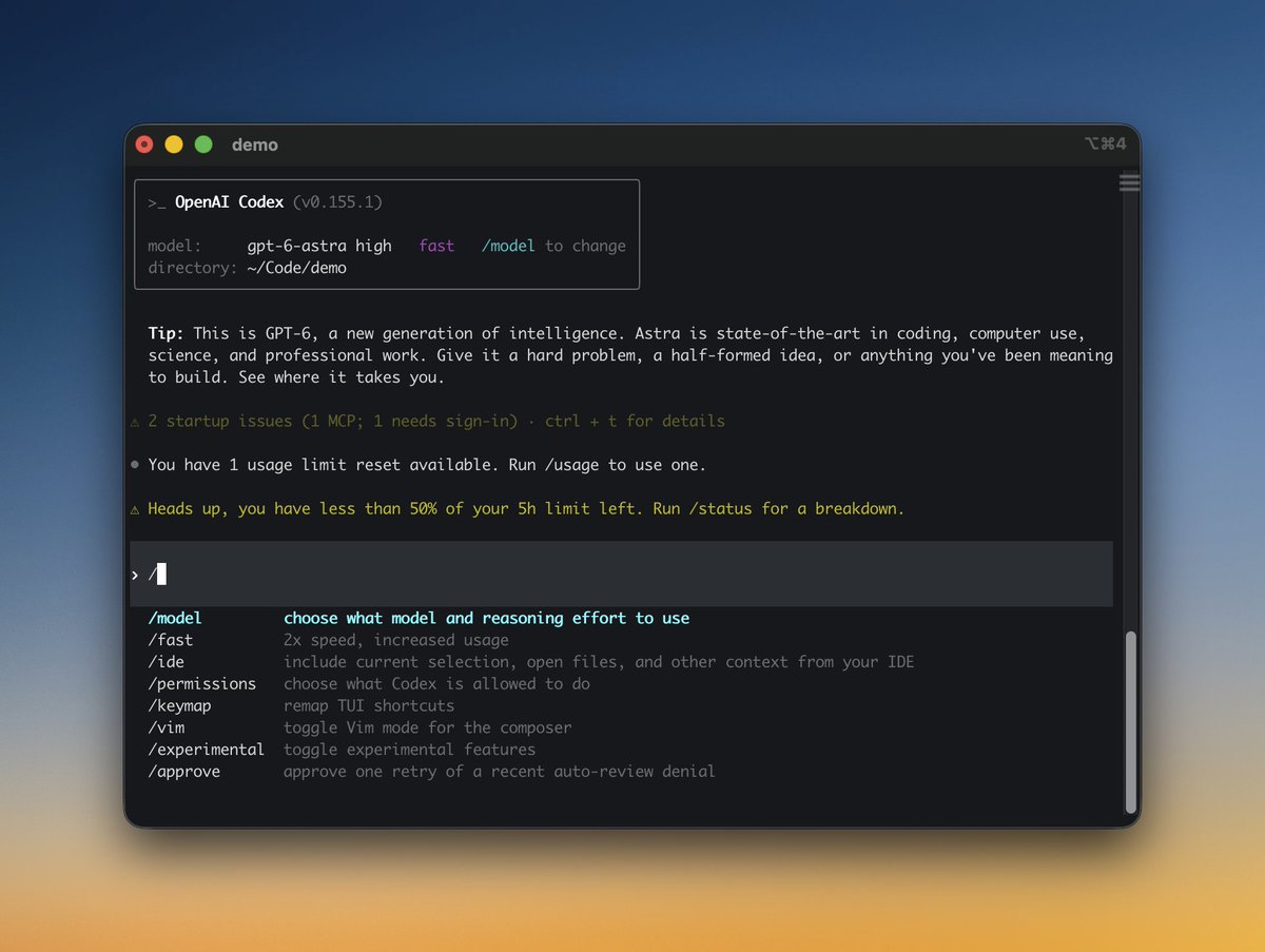 Codex 终端命令行操作界面截图