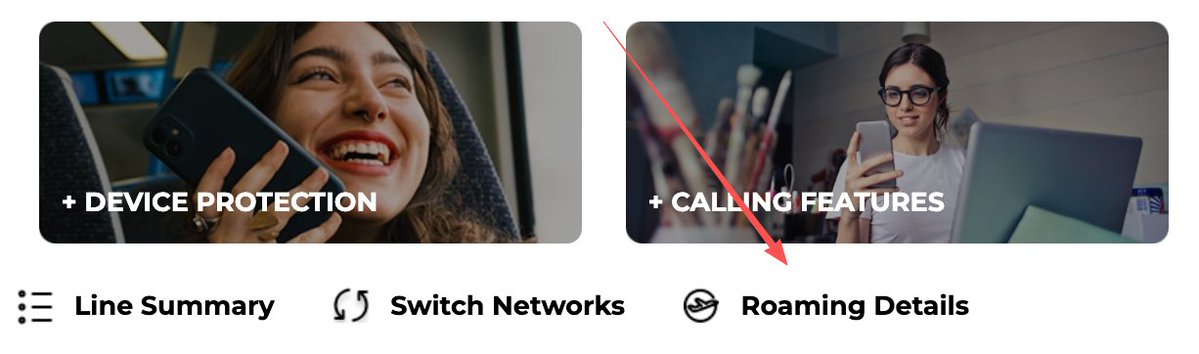Roaming Details 页面下拉列表选择 China 的截图