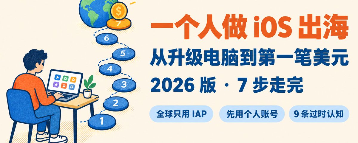 2026 年一个人做 iOS 出海：从升级电脑到收到第一笔美元，7 步走完