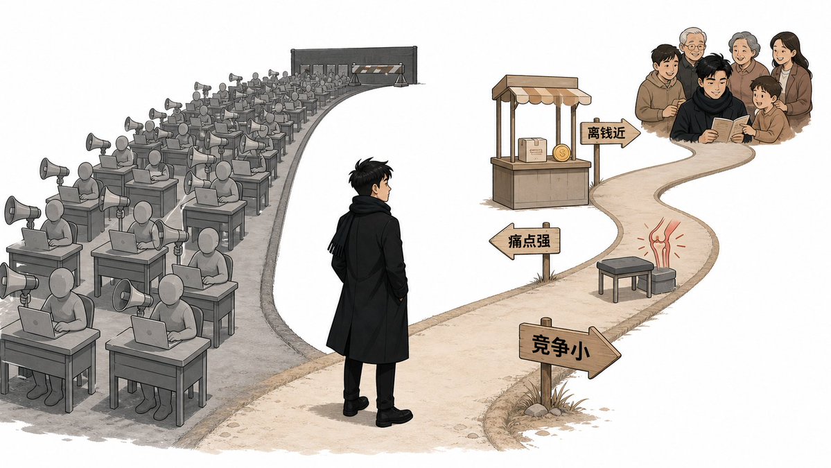 用离钱近、离痛点近、人少有共鸣三条标准筛选赛道的说明图