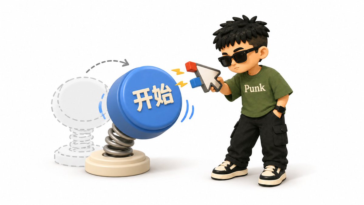 主按钮和文字随光标靠近轻微移动并回位的效果展示