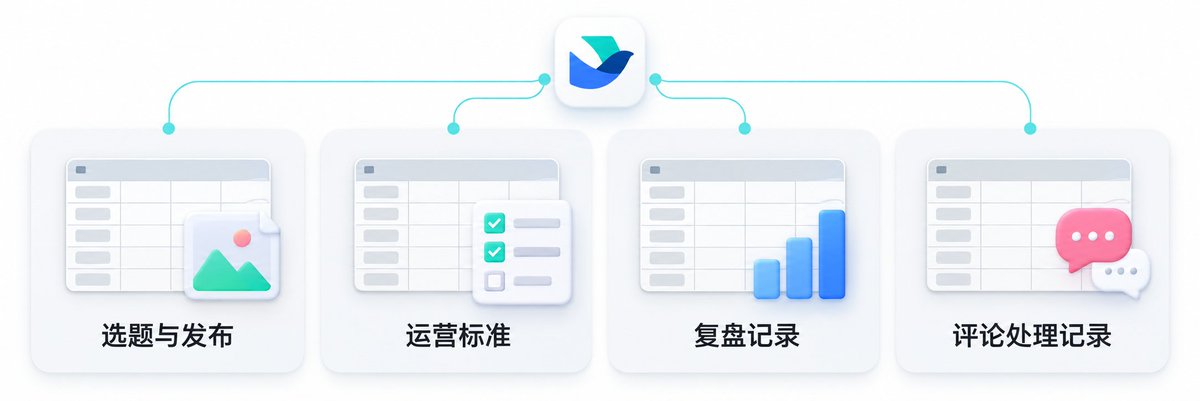 飞书素材库里的四张运营多维表格