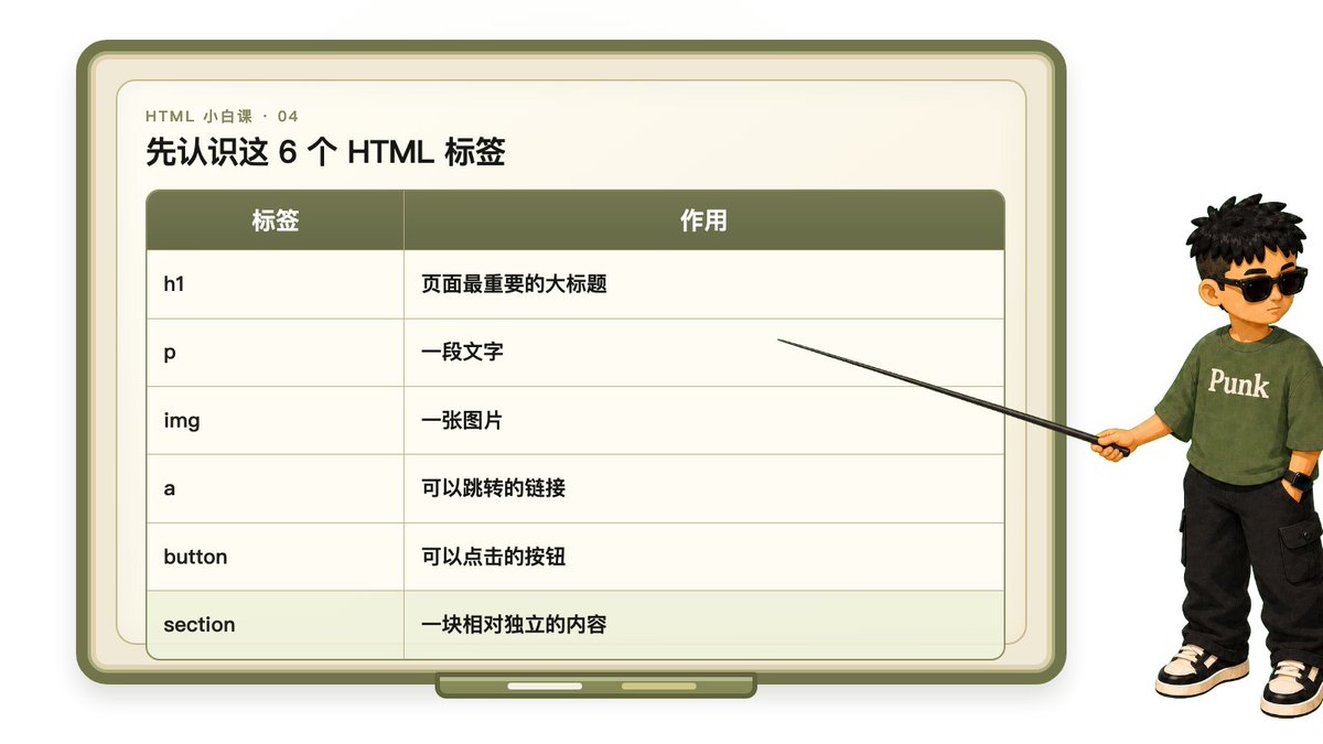 常用 HTML 标签及其作用的对照图