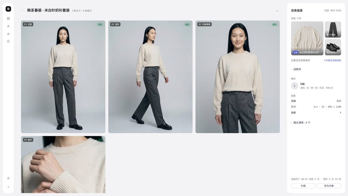 视镜结果页,以大图排列的一整组模特上身图