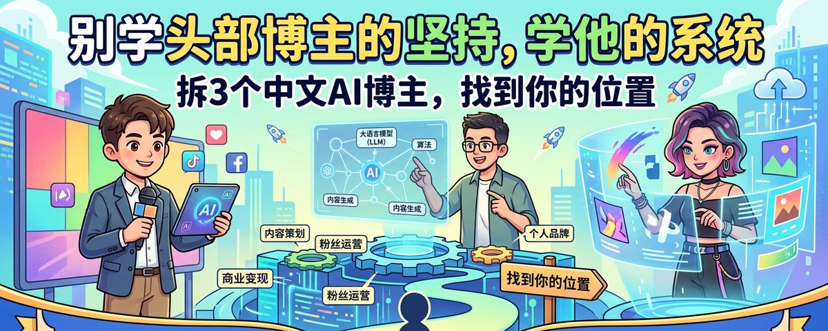 别学头部博主的坚持，学他的系统：拆解3个中文AI博主，找到你的位置