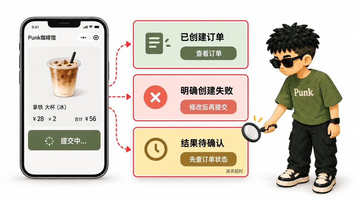 提交订单后处理中、创建失败、成功进入订单详情三种结果的界面