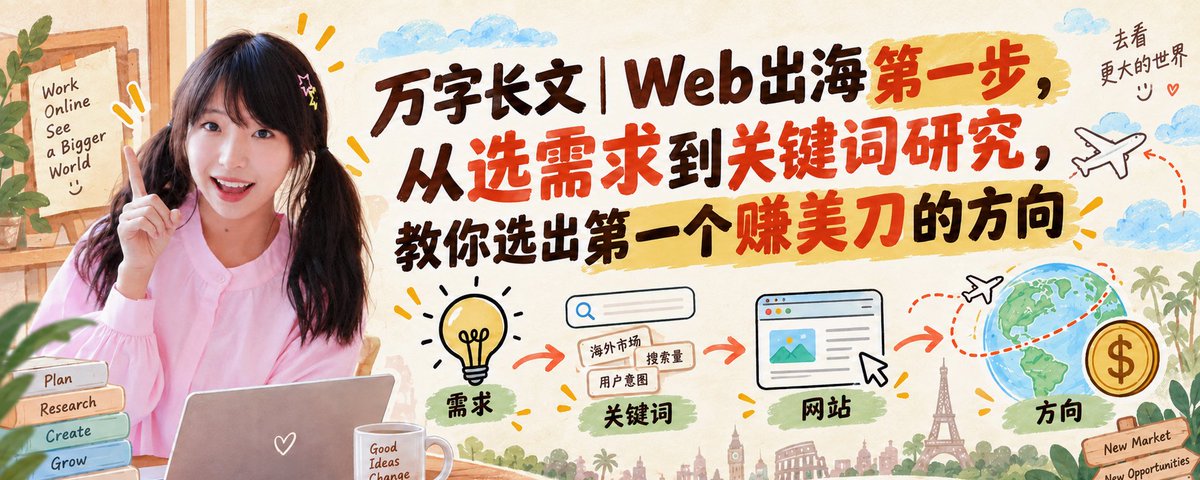 万字长文|Web出海第一步,从选需求到关键词研究,教你选出第一个赚美刀的方向。