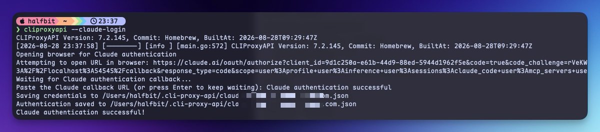 终端显示凭证已写入以邮箱命名 json 文件的截图