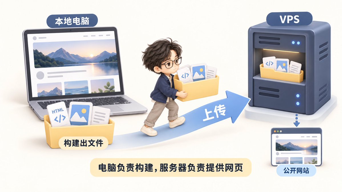本地构建后上传网站文件到 VPS 的部署流程