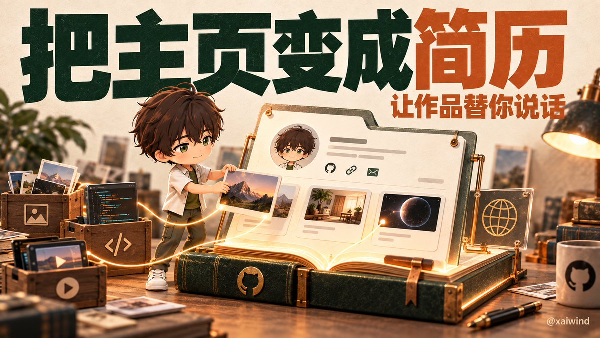 GitHub 主页顶部显示同名仓库 README 的效果
