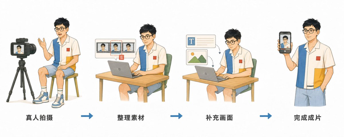 video-use 处理真人口播素材的流程截图