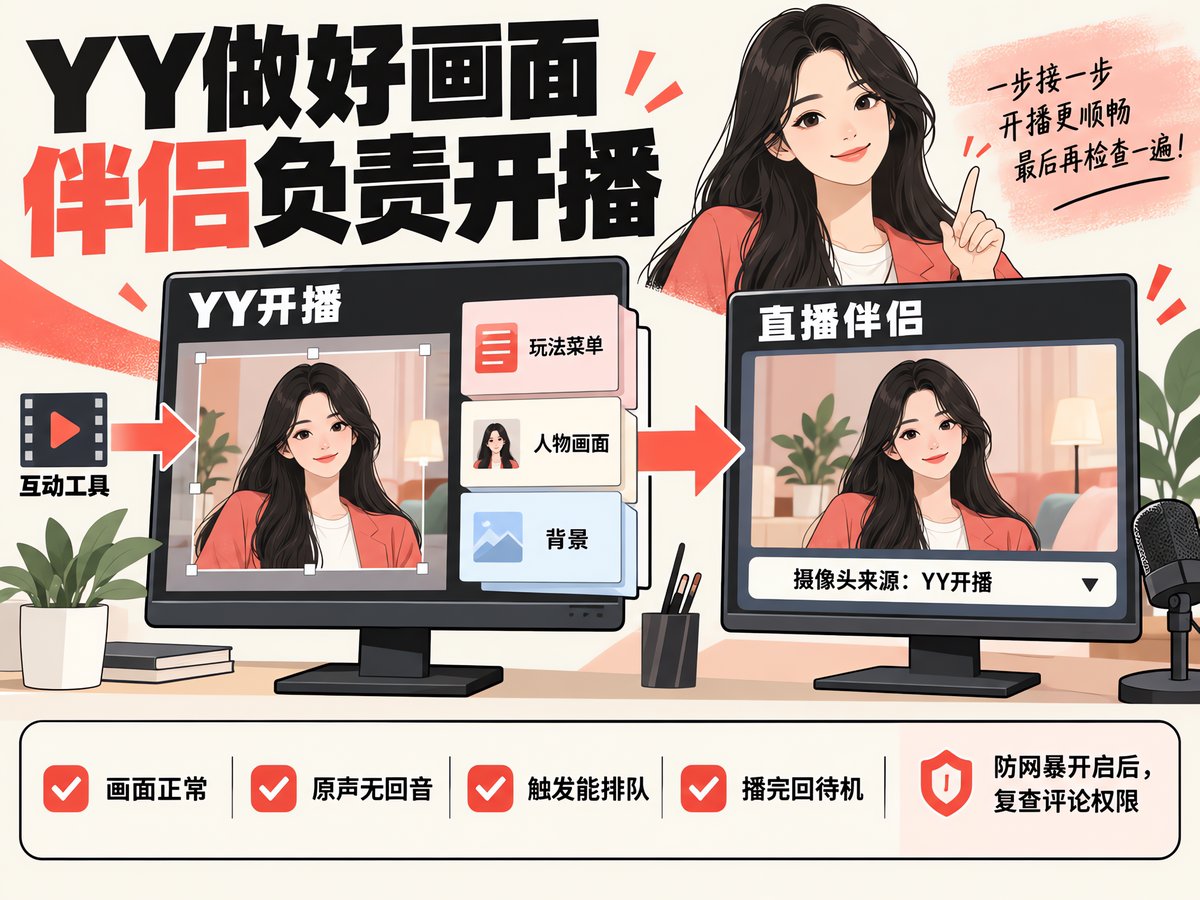互动助手切换素材、YY整理画面、直播伴侣接入YY开播
