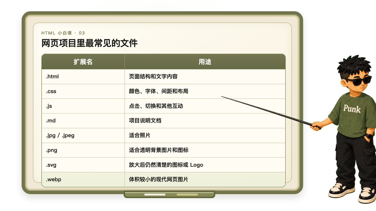 常见文件扩展名与对应文件类型的说明图