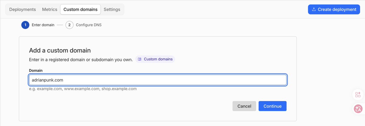 Cloudflare Pages 填写自定义域名的输入框截图