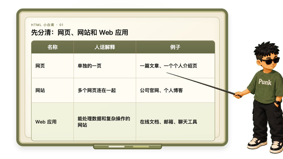网页、网站与 Web 应用三者区别的对照示意图