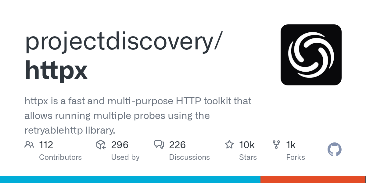 httpx 项目标志与命令行探测输出示意