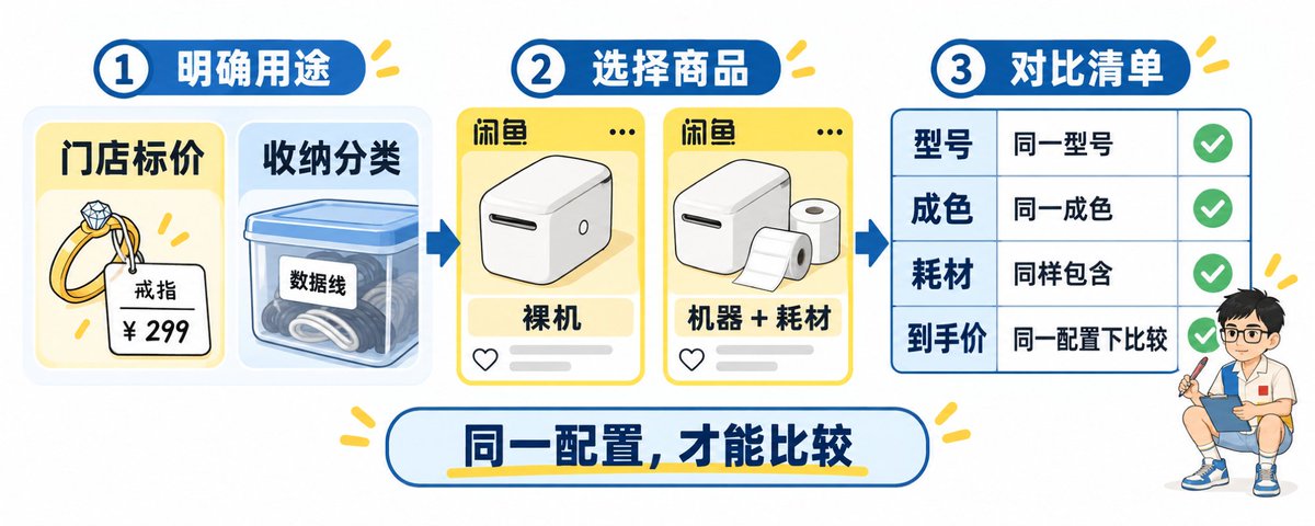 标签机候选型号按用途整理的选品比较表