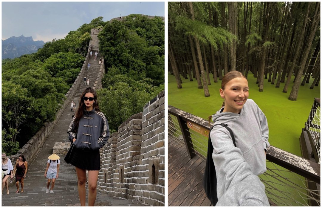 用于制作旅行海报的人物自拍原图