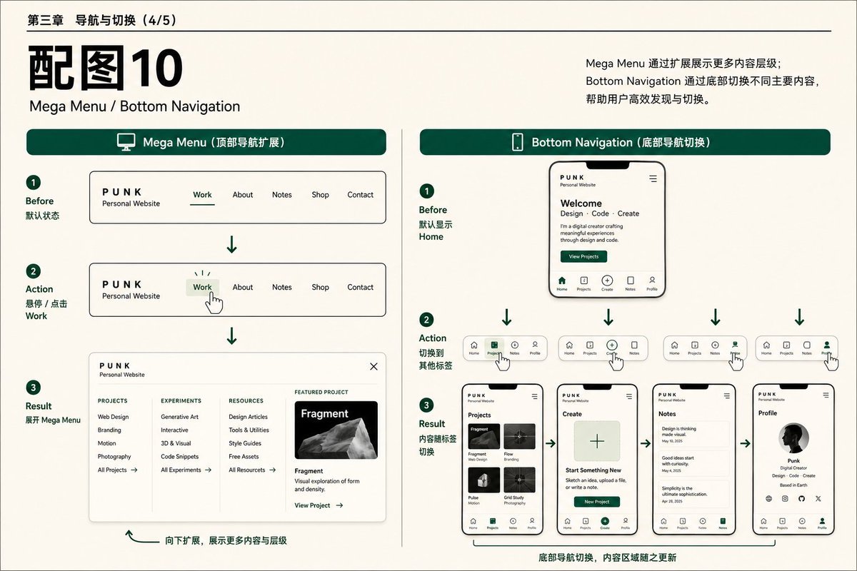 底部导航示例:移动端底部五个入口