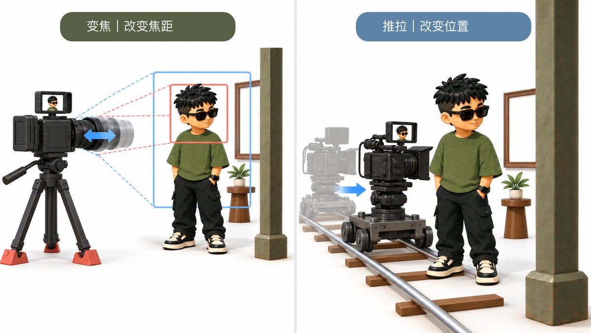 变焦与推拉的区别示意图