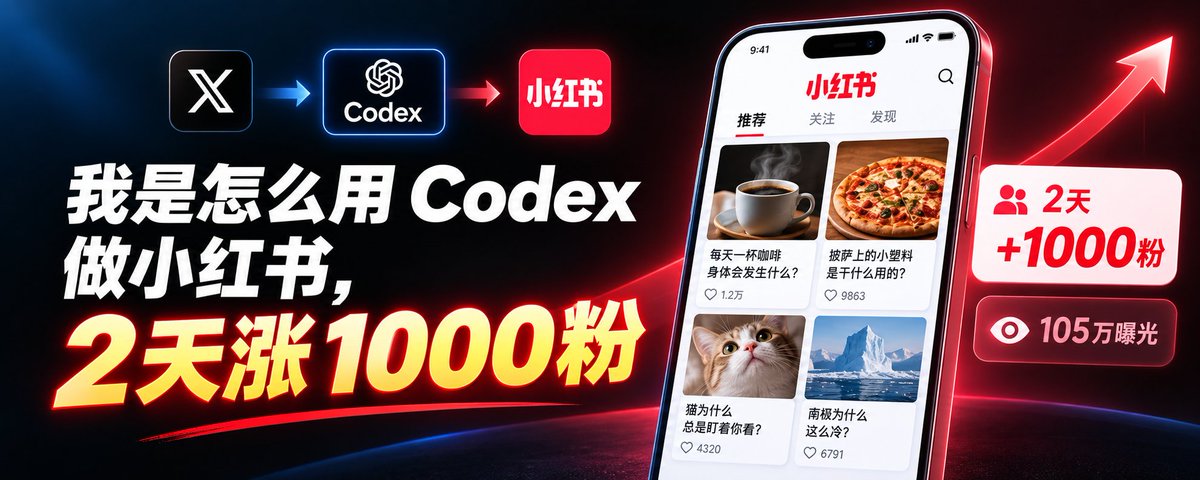 我是怎么用 Codex 做小红书，2 天涨了 1000 粉
