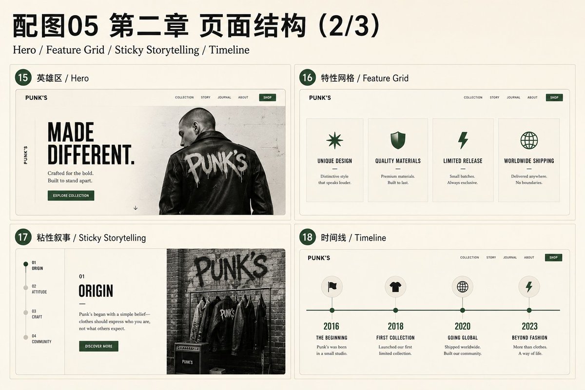 时间线示例:纵向排列的年份与事件节点