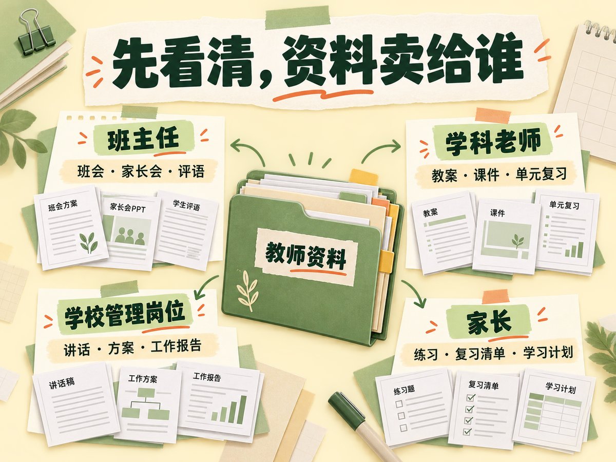 班主任、学科老师、学校管理岗位与家长四类买家的需求场景分类图