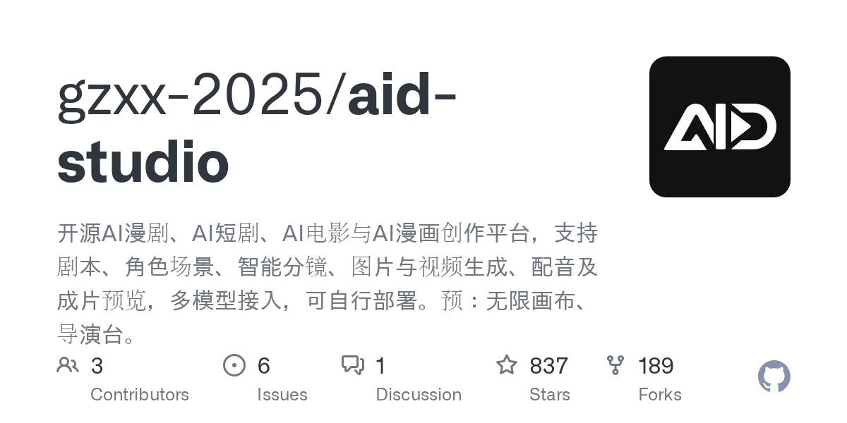 AID Studio 的流程画布界面,可视化编排剧本、素材、分镜与视频创作流程