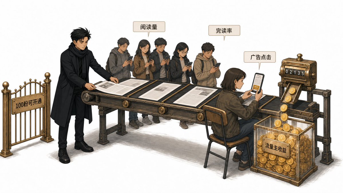 流量主收益由阅读量、完读率和内容领域三样决定的关系图
