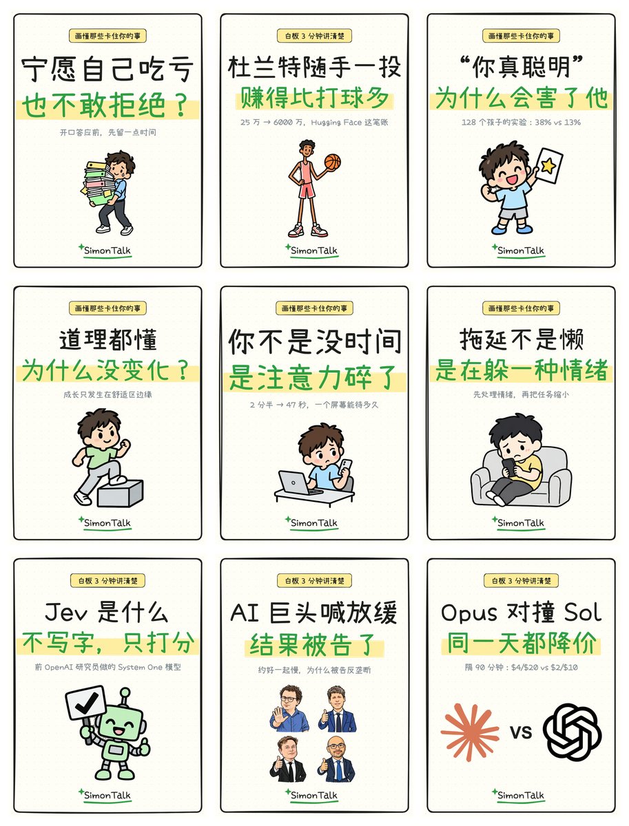 系列 9 张竖版封面并排,同一手绘、版式和角标